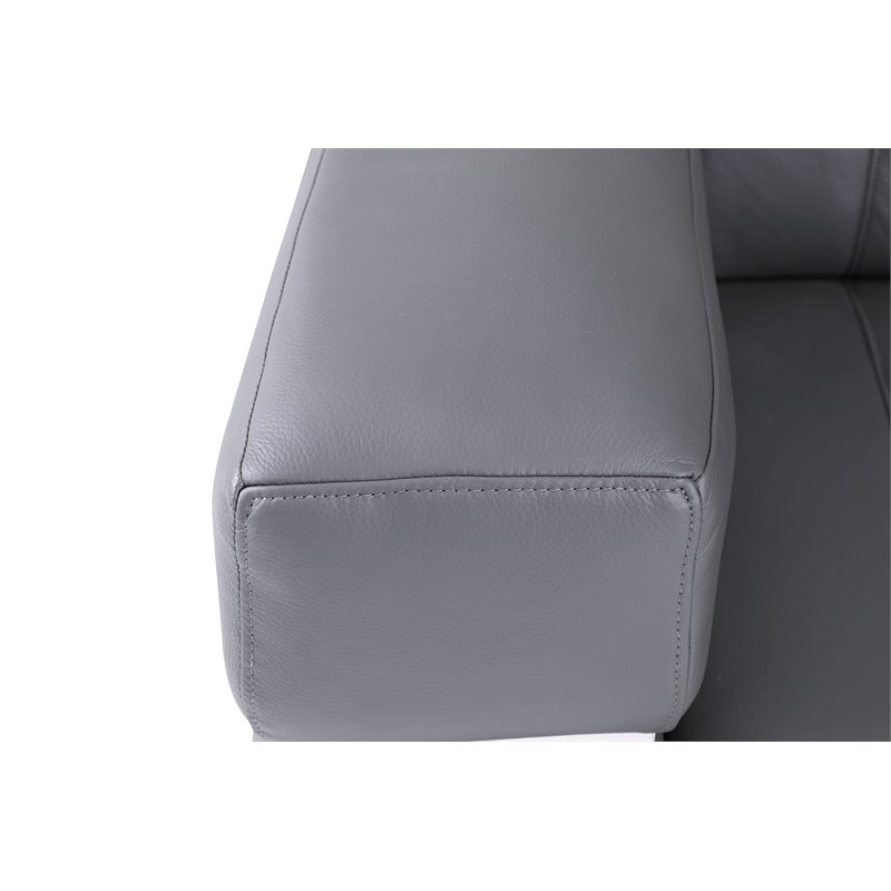 Titan Furnishings Modern Italian Leather Upholstered Sofa Set in Dark Gray