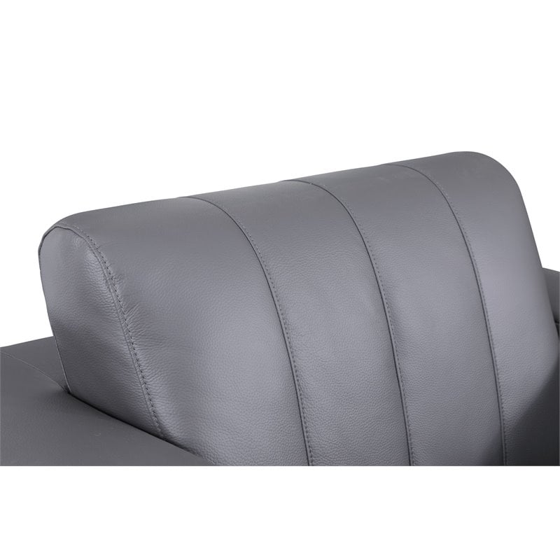Titan Furnishings Modern Italian Leather Upholstered Sofa Set in Dark Gray