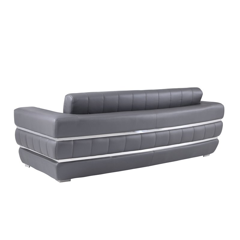 Titan Furnishings Modern Italian Leather Upholstered Sofa Set in Dark Gray