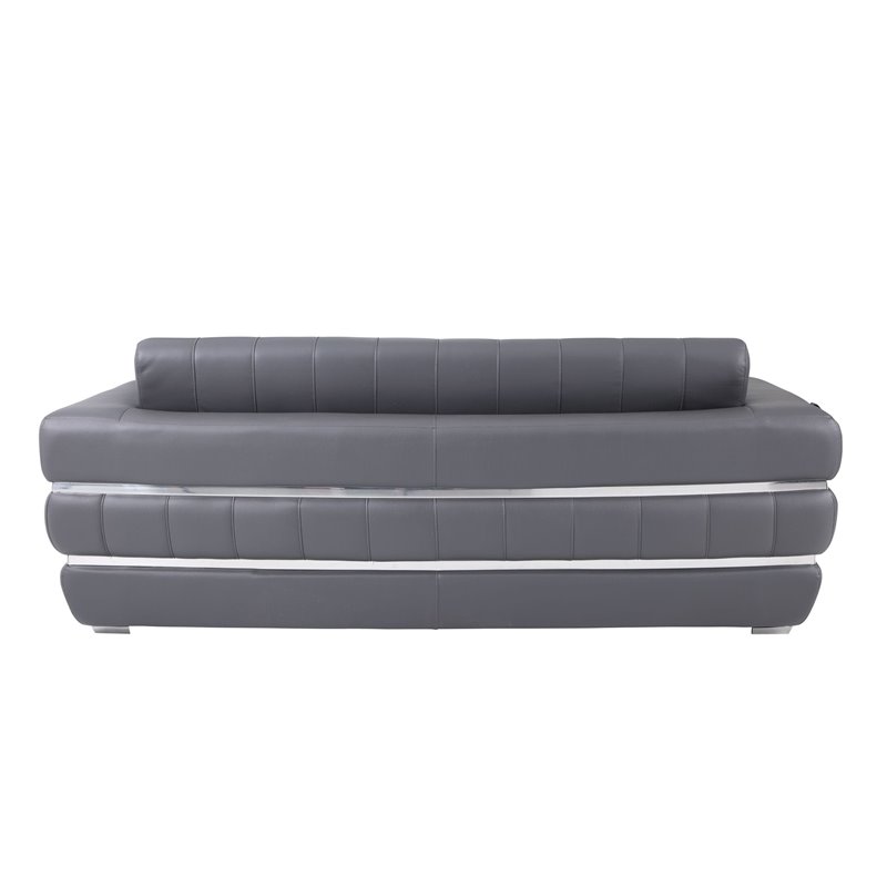 Titan Furnishings Modern Italian Leather Upholstered Sofa Set in Dark Gray