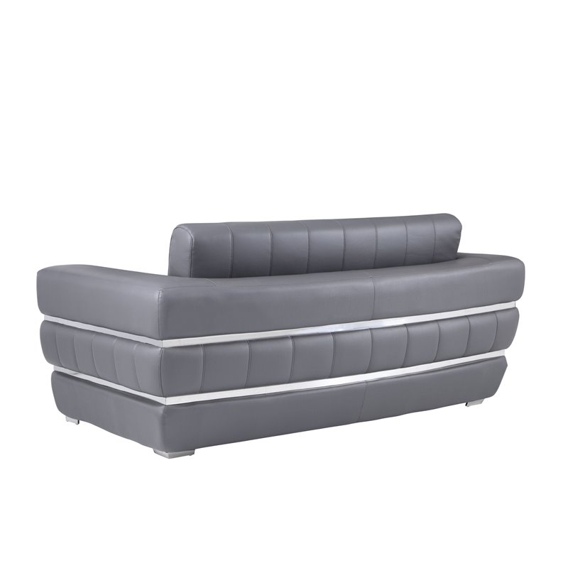Titan Furnishings Modern Italian Leather Upholstered Sofa Set in Dark Gray