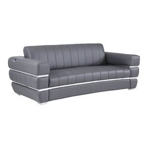 Titan Furnishings Modern Italian Leather Upholstered Sofa Set in Dark Gray