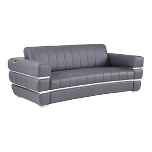 Titan Furnishings 35&quot Modern Genuine Italian Leather Sofa in Dark Gray