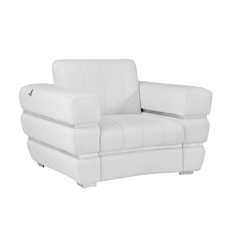 Titan Furnishings Modern Italian Leather Upholstered Sofa Set in White