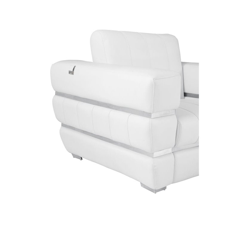 Titan Furnishings Modern Italian Leather Upholstered Sofa Set in White