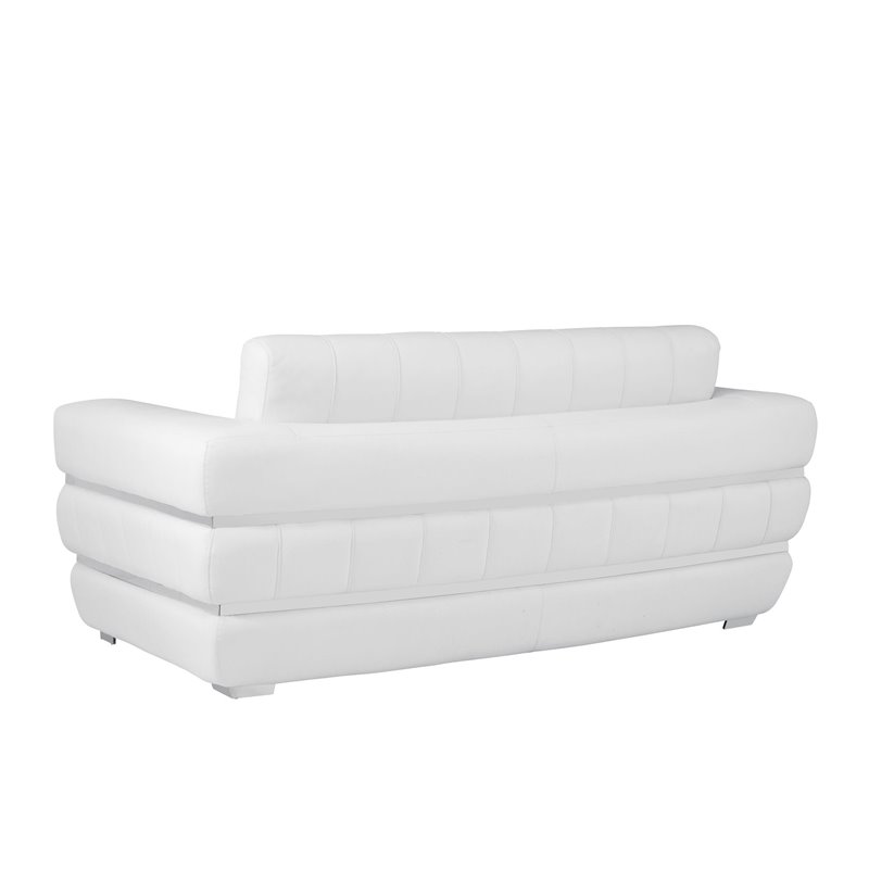 Titan Furnishings Modern Italian Leather Upholstered Sofa Set in White