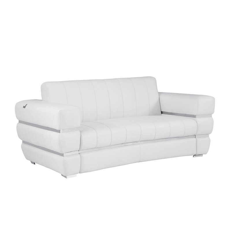 Titan Furnishings Modern Italian Leather Sofa and Loveseat Set in White