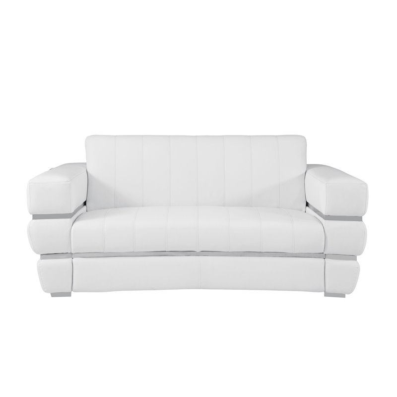 Titan Furnishings Modern Italian Leather Sofa and Loveseat Set in White