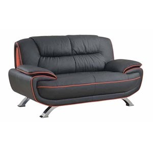 Titan Furnishings 64&quot Modern Leather Upholstered Loveseat in Black