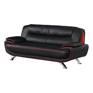 Titan Furnishings 80&quot Modern Faux Leather Upholstered Sofa in Black