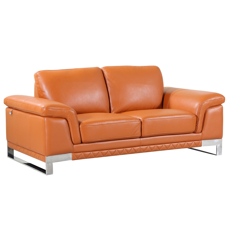 Titan Furnishings Genuine Italian Leather Sofa and Loveseat in Brown