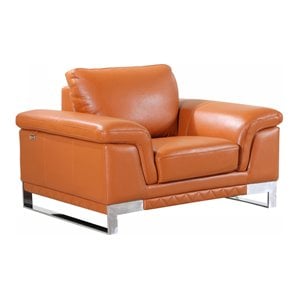 Titan Furnishings 17&quot Modern Genuine Italian Leather Chair in Camel Brown