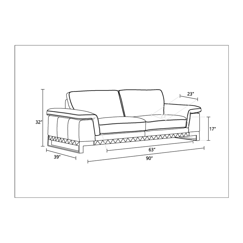 Titan Furnishings Modern Genuine Italian Leather Sofa in Camel Brown
