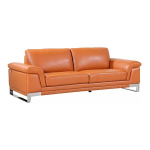 Titan Furnishings Modern Genuine Italian Leather Sofa in Camel Brown