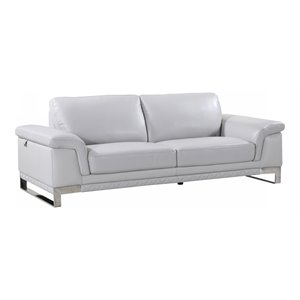 Titan Furnishings Modern Genuine Italian Leather Sofa in Light Gray
