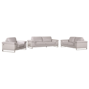 Titan Furnishings Genuine Italian Leather Upholstered Sofa Set in Gray