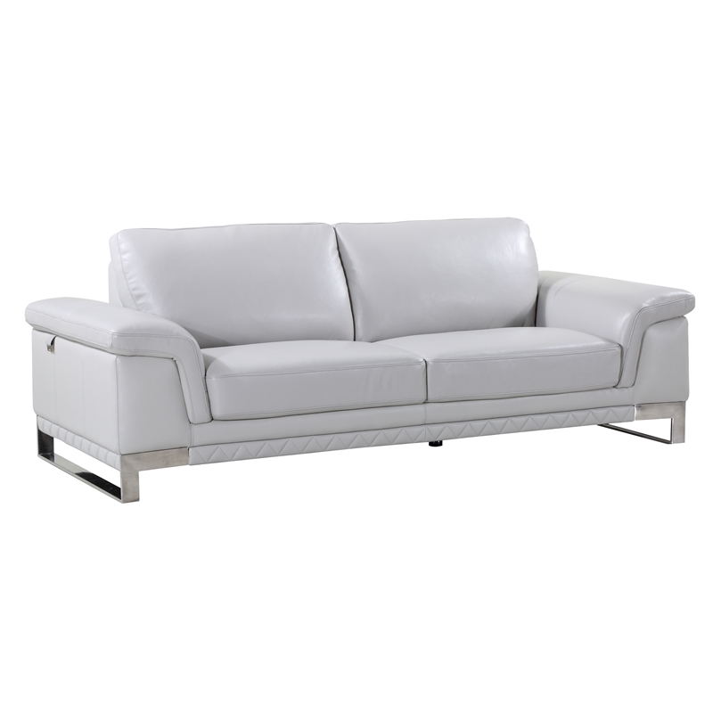 Titan Furnishings Genuine Italian Leather Upholstered Sofa Set in Gray