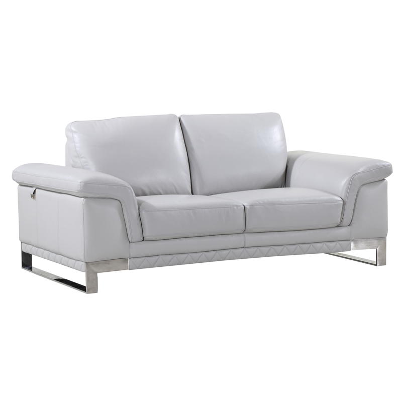Titan Furnishings Genuine Italian Leather Upholstered Sofa Set in Gray