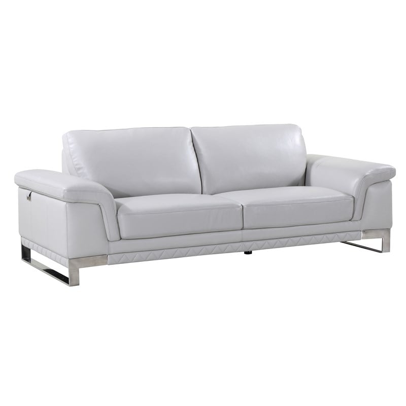 Titan Furnishings Genuine Italian Leather Reclining Sofa and Loveseat in Gray