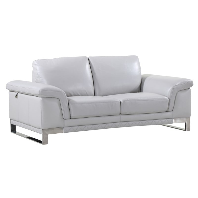 Titan Furnishings Genuine Italian Leather Reclining Sofa and Loveseat in Gray