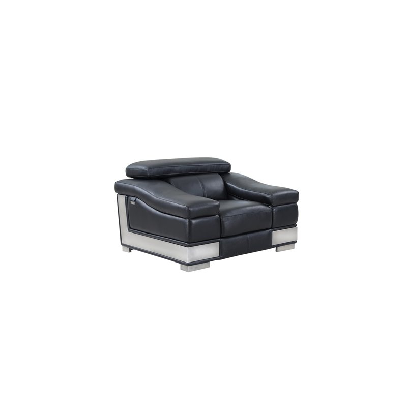Titan Furnishings Genuine Italian Leather Upholstered Sofa Set in Black