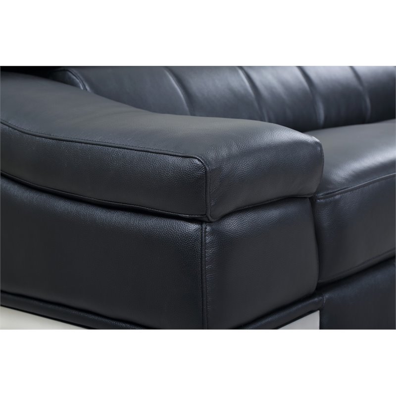 Titan Furnishings Genuine Italian Leather Upholstered Sofa Set in Black