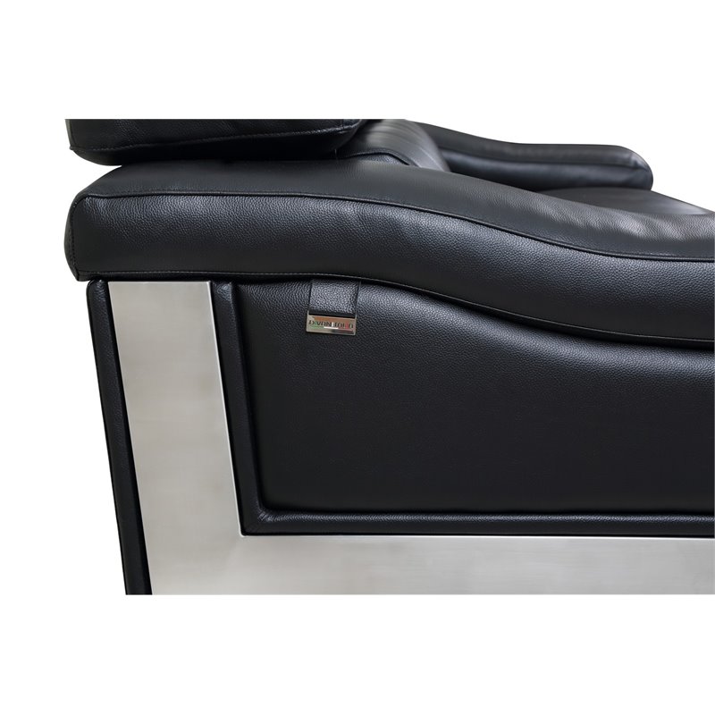 Titan Furnishings Genuine Italian Leather Upholstered Sofa Set in Black