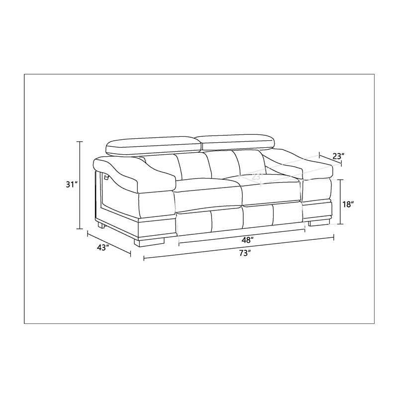 Titan Furnishings Genuine Italian Leather Upholstered Sofa Set in Black