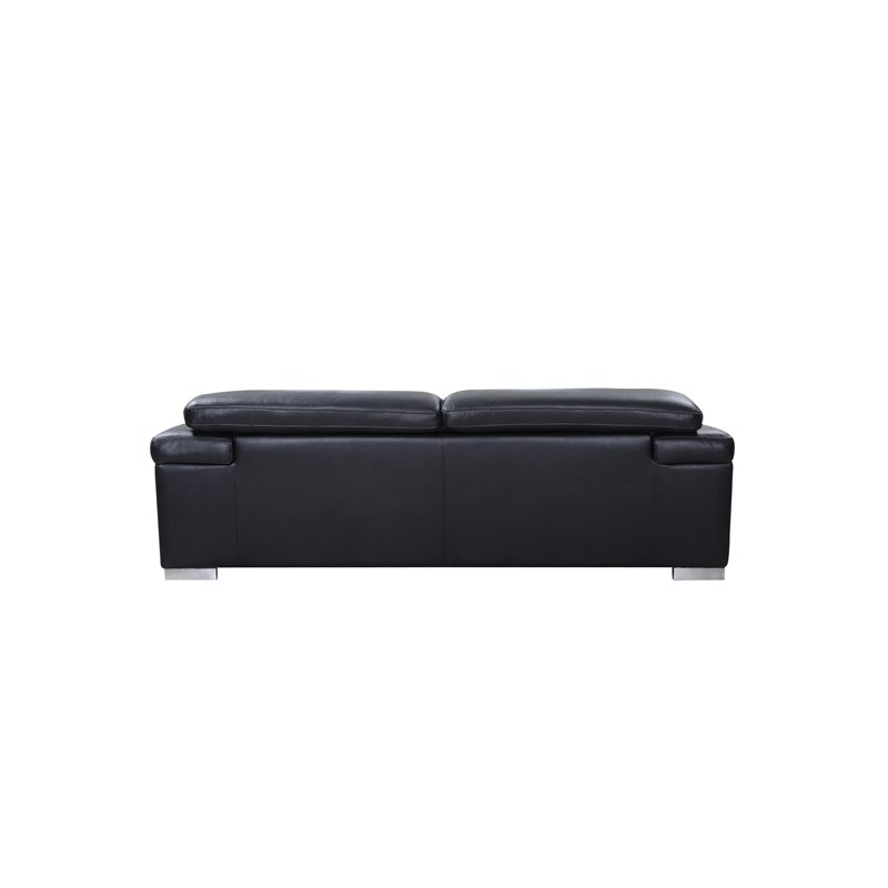 Titan Furnishings Genuine Italian Leather Upholstered Sofa Set in Black