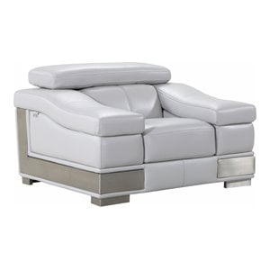 Titan Furnishings 39&quot Modern Genuine Italian Leather Chair in Light Gray