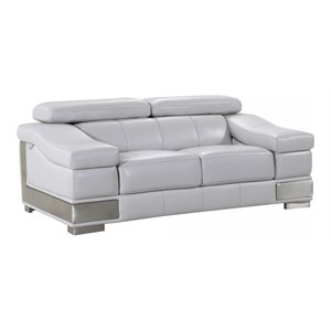 Titan Furnishings 73&quot Modern Genuine Italian Leather Loveseat in Light Gray