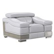 Titan Furnishings Genuine Italian Leather Upholstered Sofa Set in Light Gray