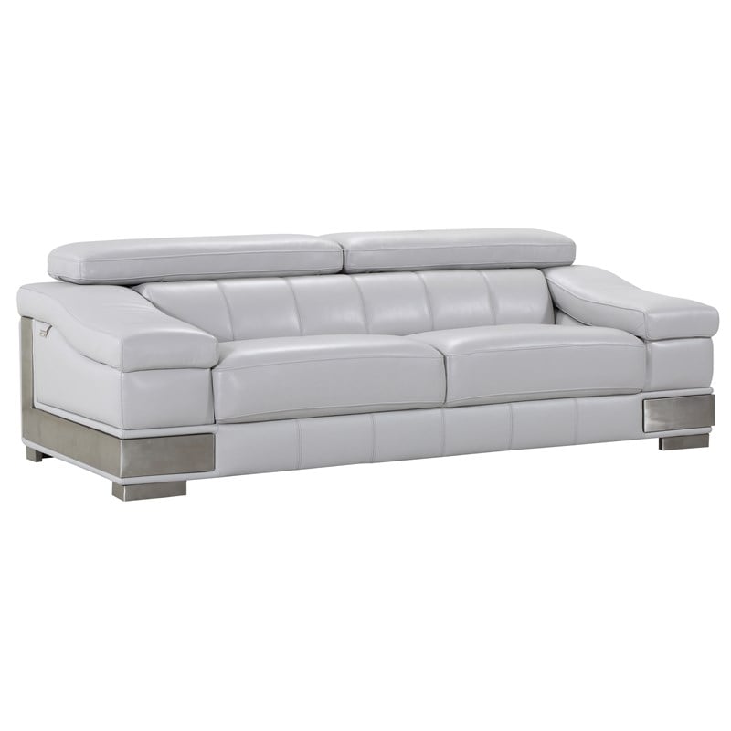Titan Furnishings Genuine Italian Leather Sofa and Loveseat Set in Light Gray
