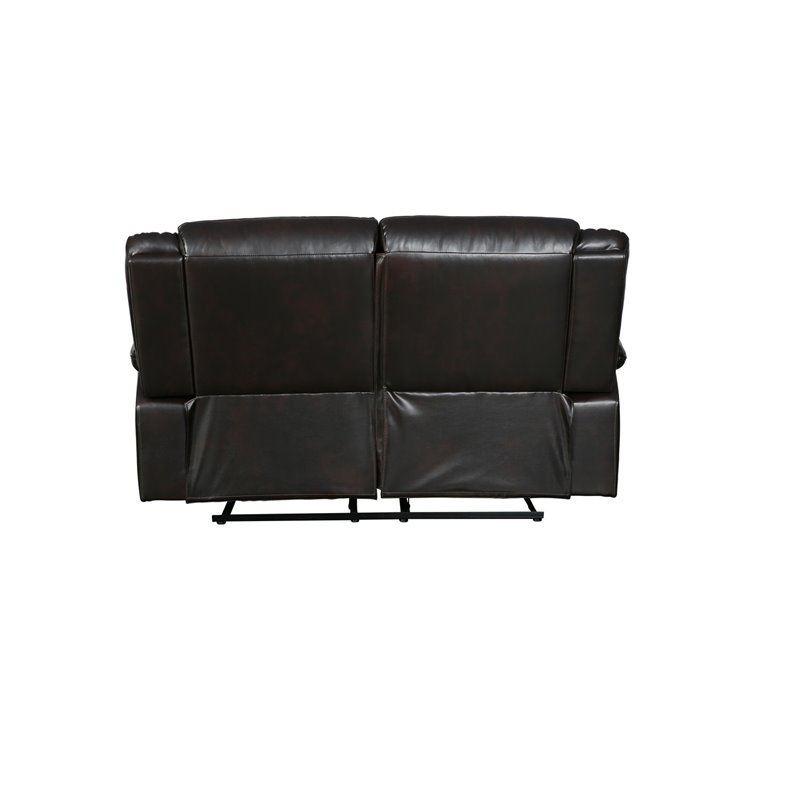 Titan Furnishings Transitional Faux Leather Reclining Sofa Set in Brown