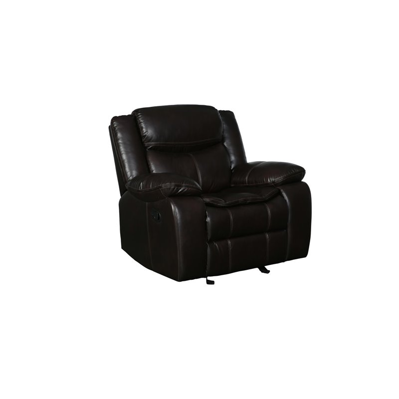Titan Furnishings Transitional Faux Leather Reclining Sofa Set in Brown