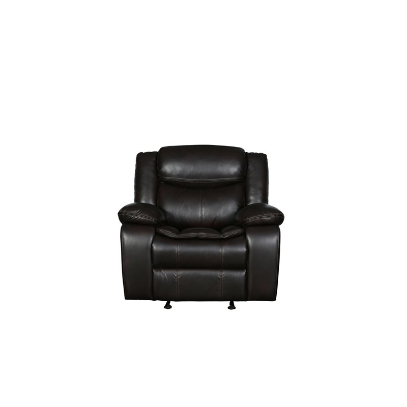 Titan Furnishings Transitional Faux Leather Reclining Sofa Set in Brown