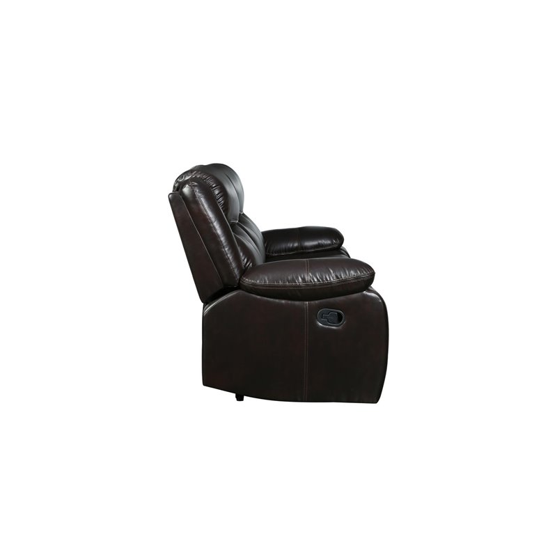 Titan Furnishings Transitional Faux Leather Reclining Sofa Set in Brown