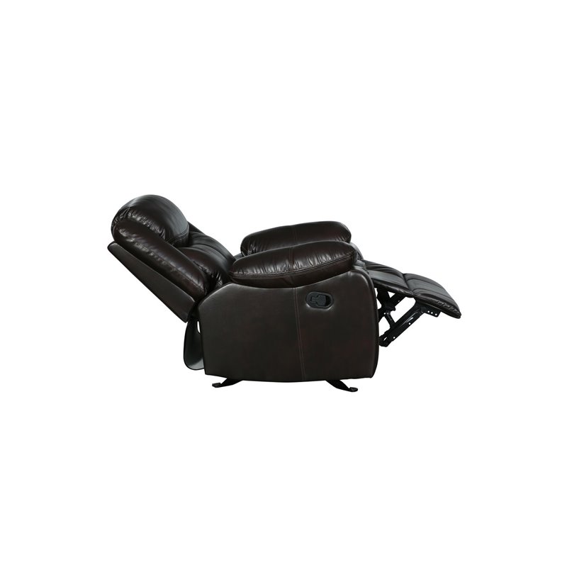 Titan Furnishings Transitional Faux Leather Reclining Sofa Set in Brown