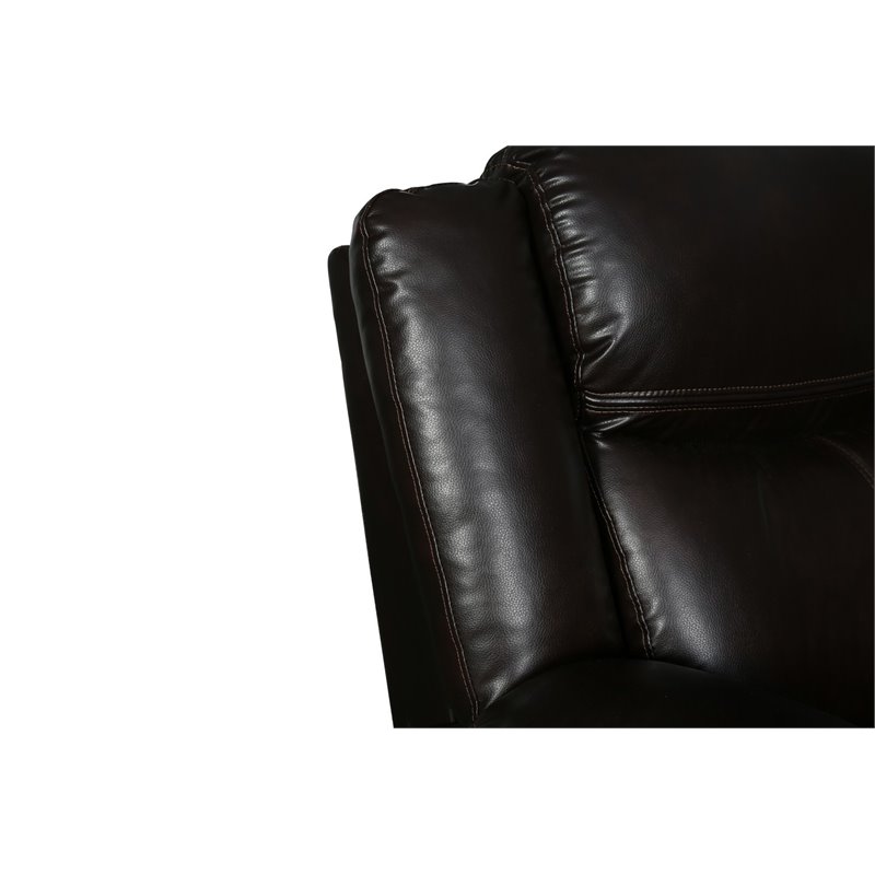 Titan Furnishings Transitional Faux Leather Reclining Sofa Set in Brown