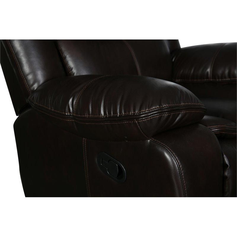 Titan Furnishings Transitional Faux Leather Reclining Sofa Set in Brown