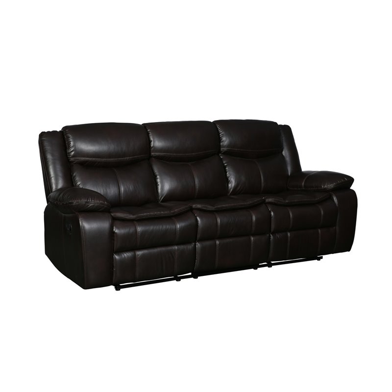 Titan Furnishings Transitional Faux Leather Reclining Sofa Set in Brown