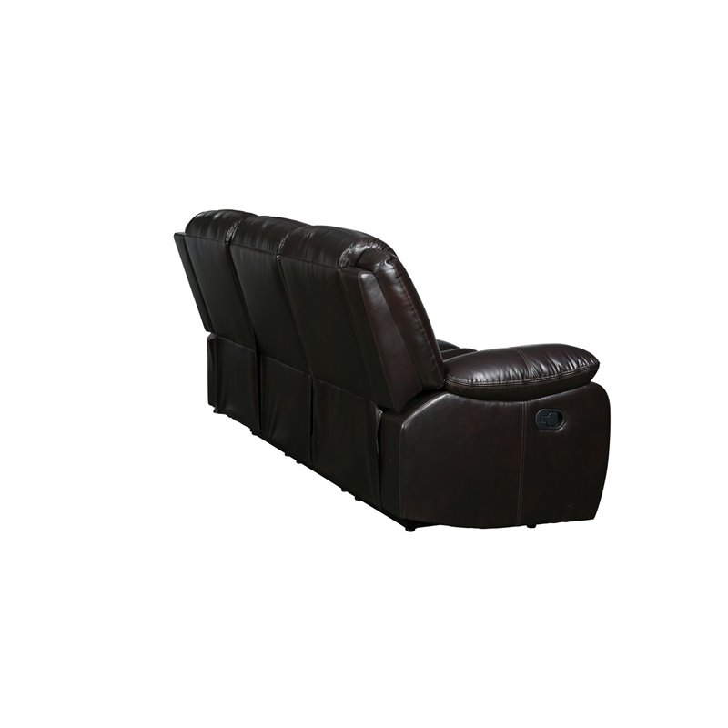 Titan Furnishings Transitional Faux Leather Reclining Sofa Set in Brown