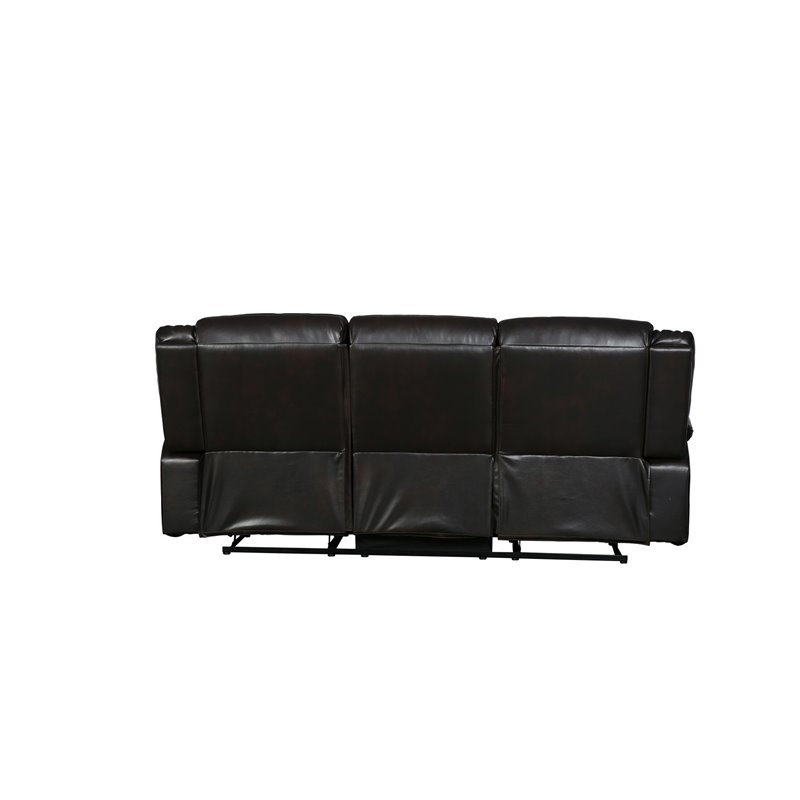 Titan Furnishings Transitional Faux Leather Reclining Sofa Set in Brown