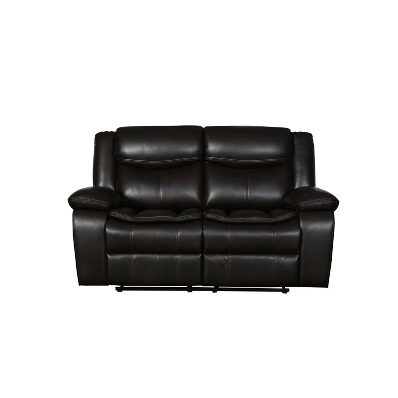 Titan Furnishings Transitional Faux Leather Reclining Sofa Set in Brown
