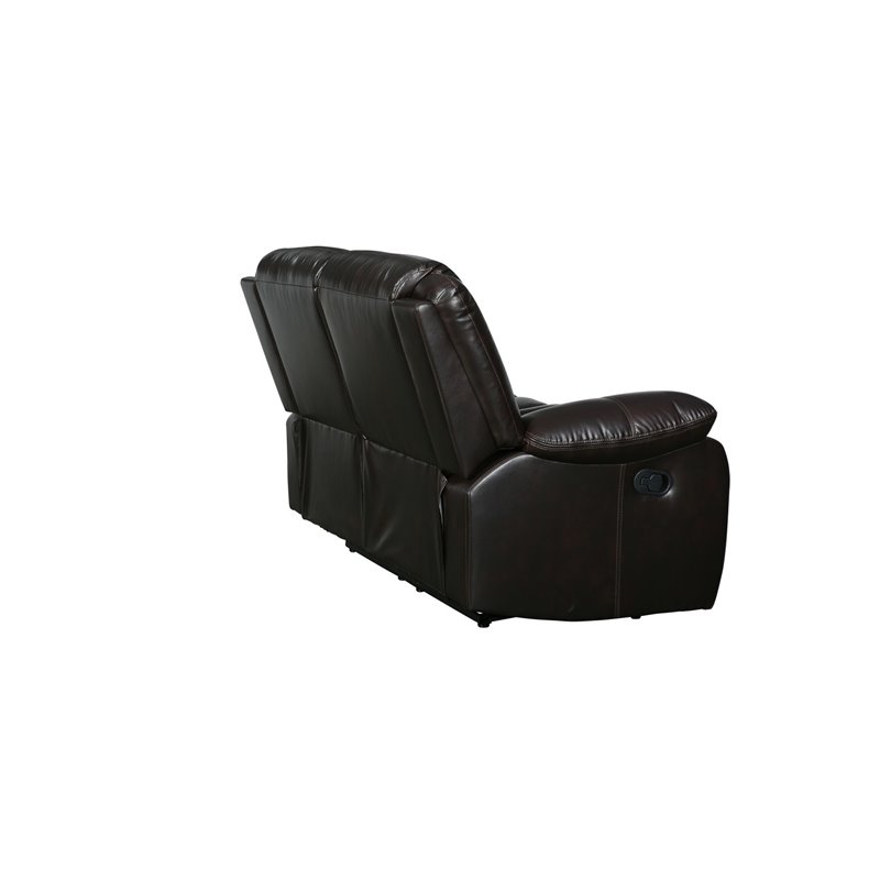 Titan Furnishings Transitional Faux Leather Reclining Sofa Set in Brown