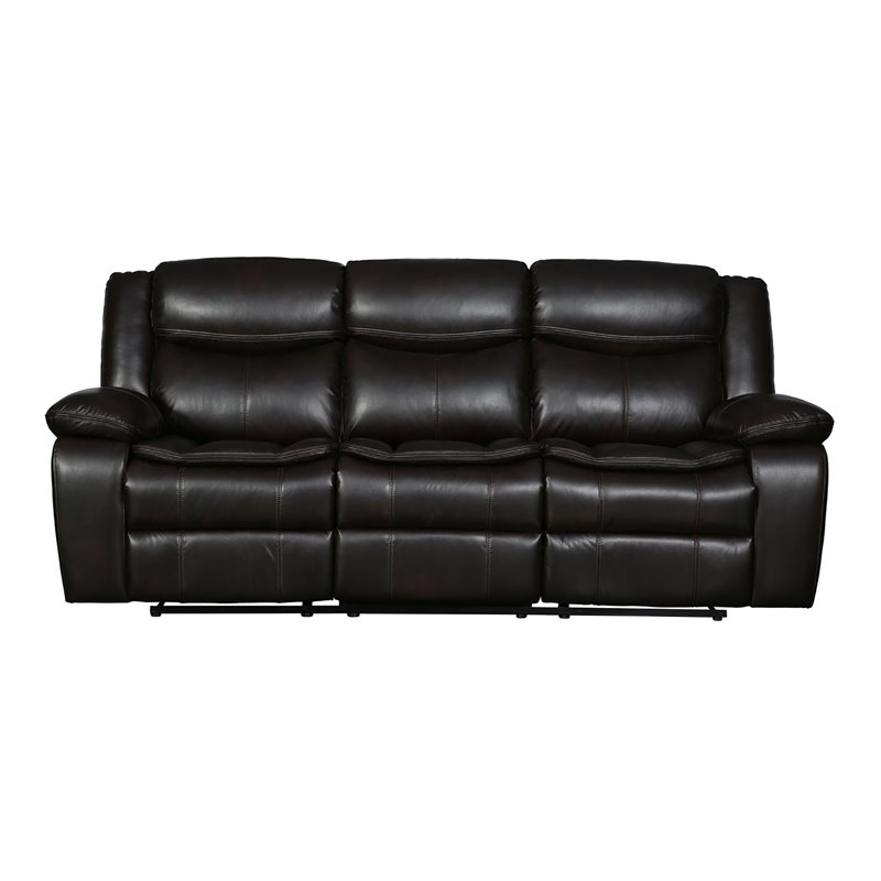 Titan Furnishings Transitional Faux Leather Reclining Sofa Set in Brown