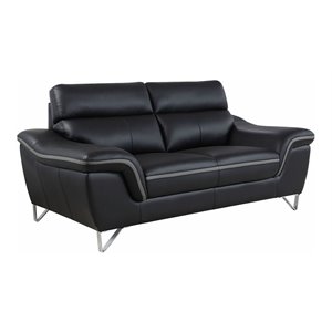 Titan Furnishings 69&quot Modern Leather Loveseat in Black