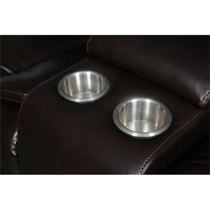 Titan Furnishings Modern Faux Leather Reclining Sectional in Brown