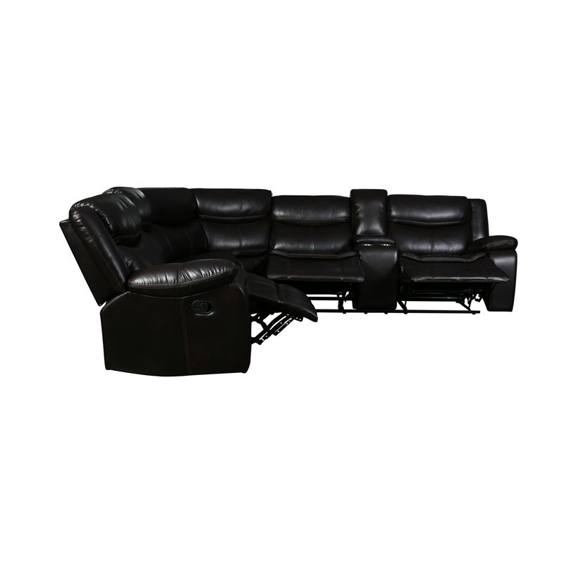 Titan Furnishings Modern Faux Leather Reclining Sectional in Brown
