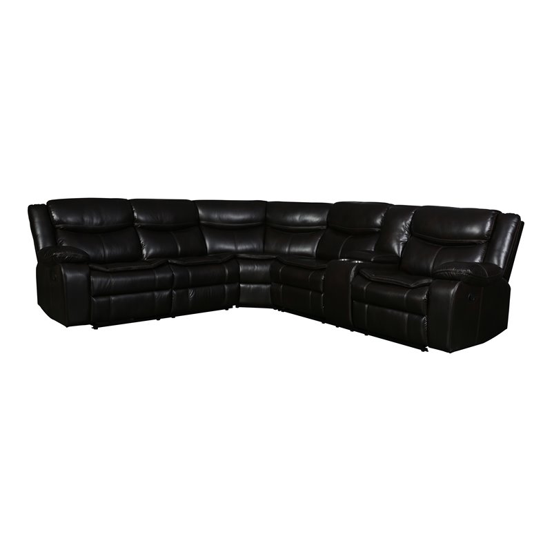Titan Furnishings Modern Faux Leather Reclining Sectional in Brown